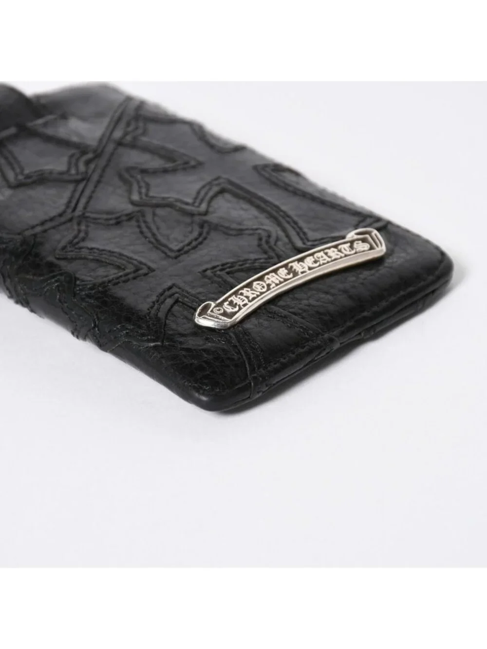 Chrome Hearts Cemetery Cross Patch Card Case Black Silver Scroll Label Logo 925